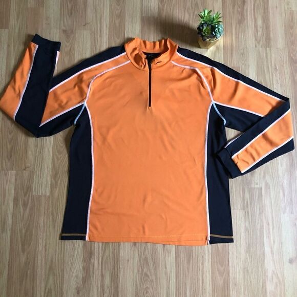 KJUS Black/Orange 1/4 Zip Long Sleeve Activewear Pullover Jacket Sweater SZ XXL - Picture 1 of 8